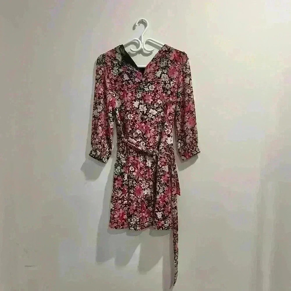 Dynamite | Floral balloon sleeve mini dress with sash-tie waist womens xxs - Picture 4 of 5